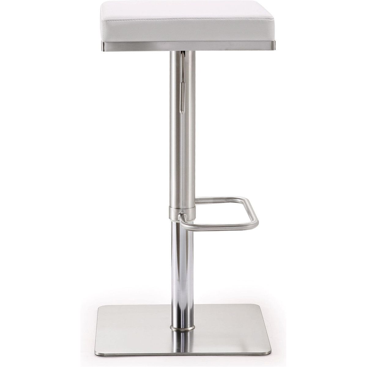 Bari White Steel Adjustable Barstool