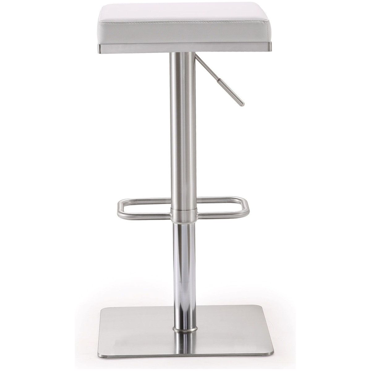 Bari White Steel Adjustable Barstool