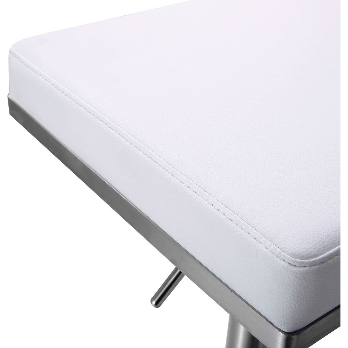 Bari White Steel Adjustable Barstool