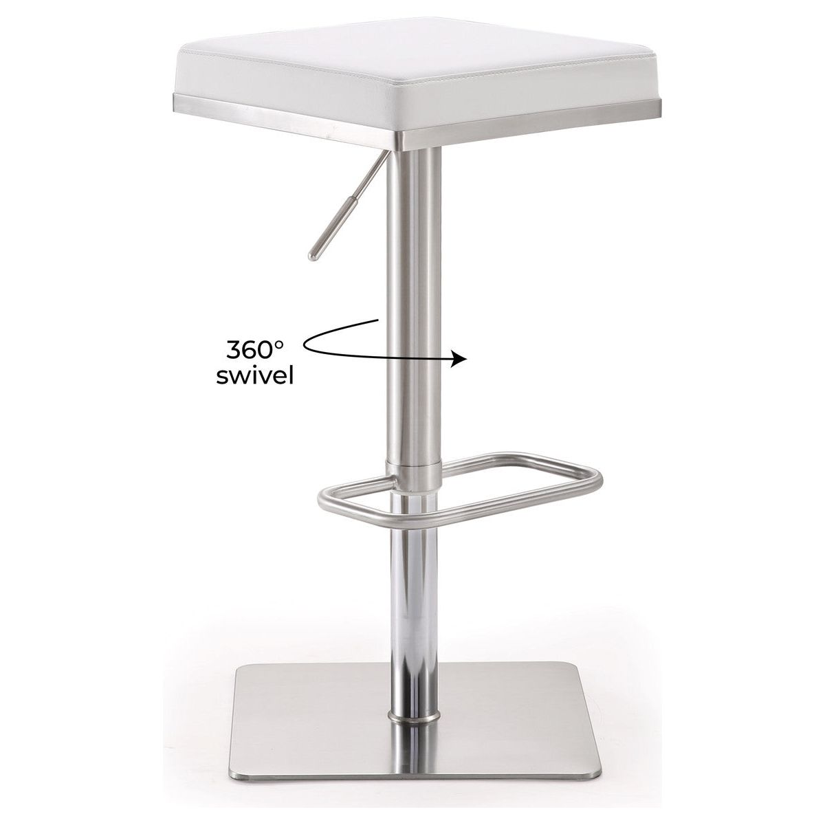 Bari White Steel Adjustable Barstool