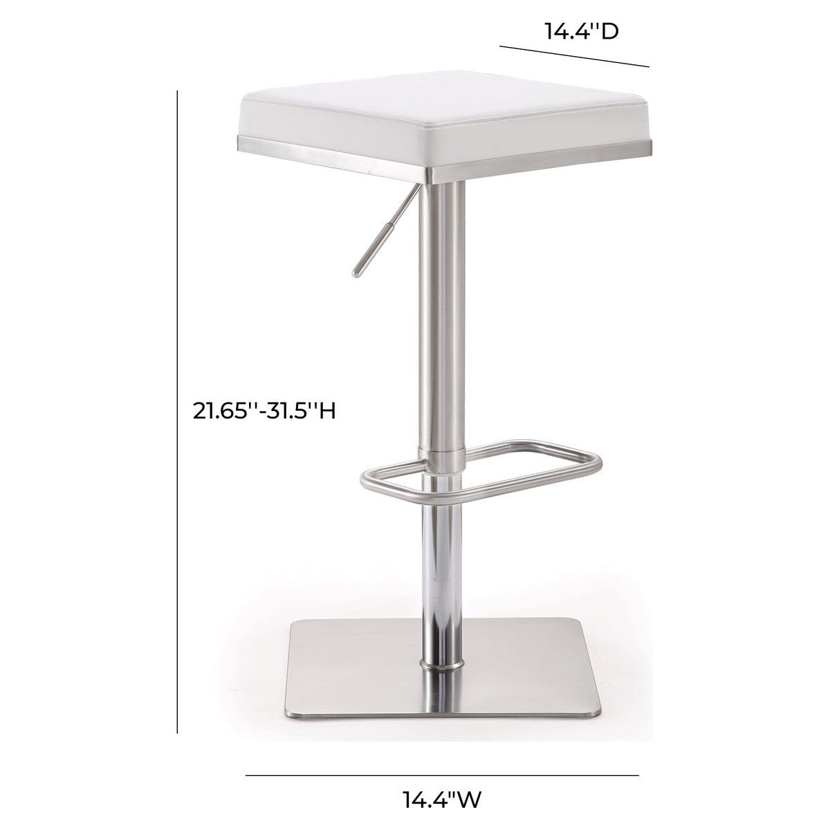 Bari White Steel Adjustable Barstool