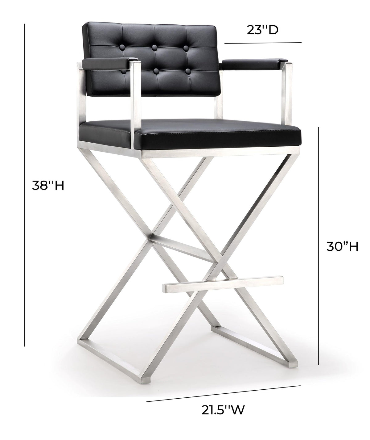 Director Black Stainless Steel Barstool | BeBoldFurniture