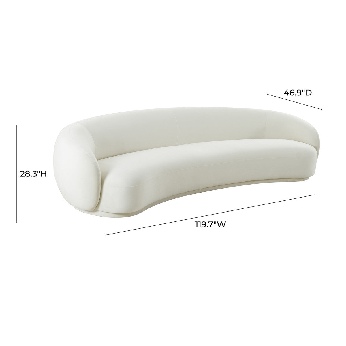 Kendall Cream Velvet 120" Sofa | BeBoldFurniture