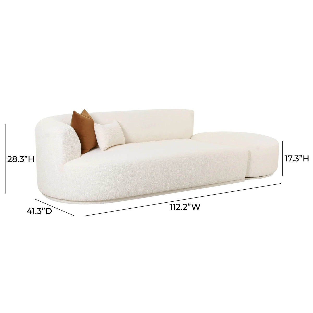 Fickle Cream Boucle 2-Piece Chaise Modular Sofa LAF | BeBoldFurniture