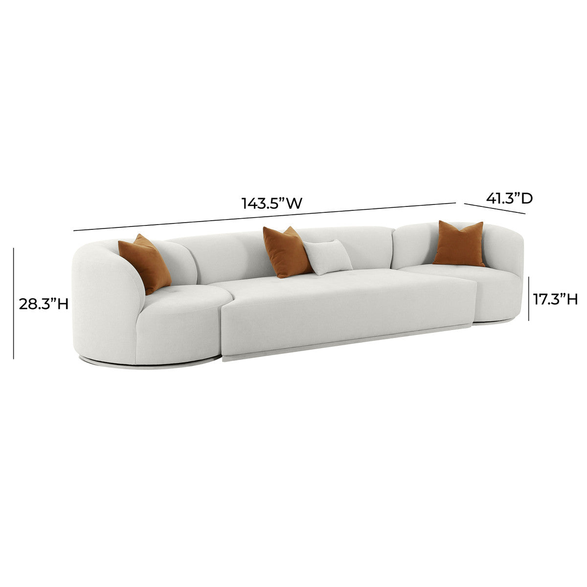 Fickle Grey Velvet 3-Piece Modular Sofa | BeBoldFurniture