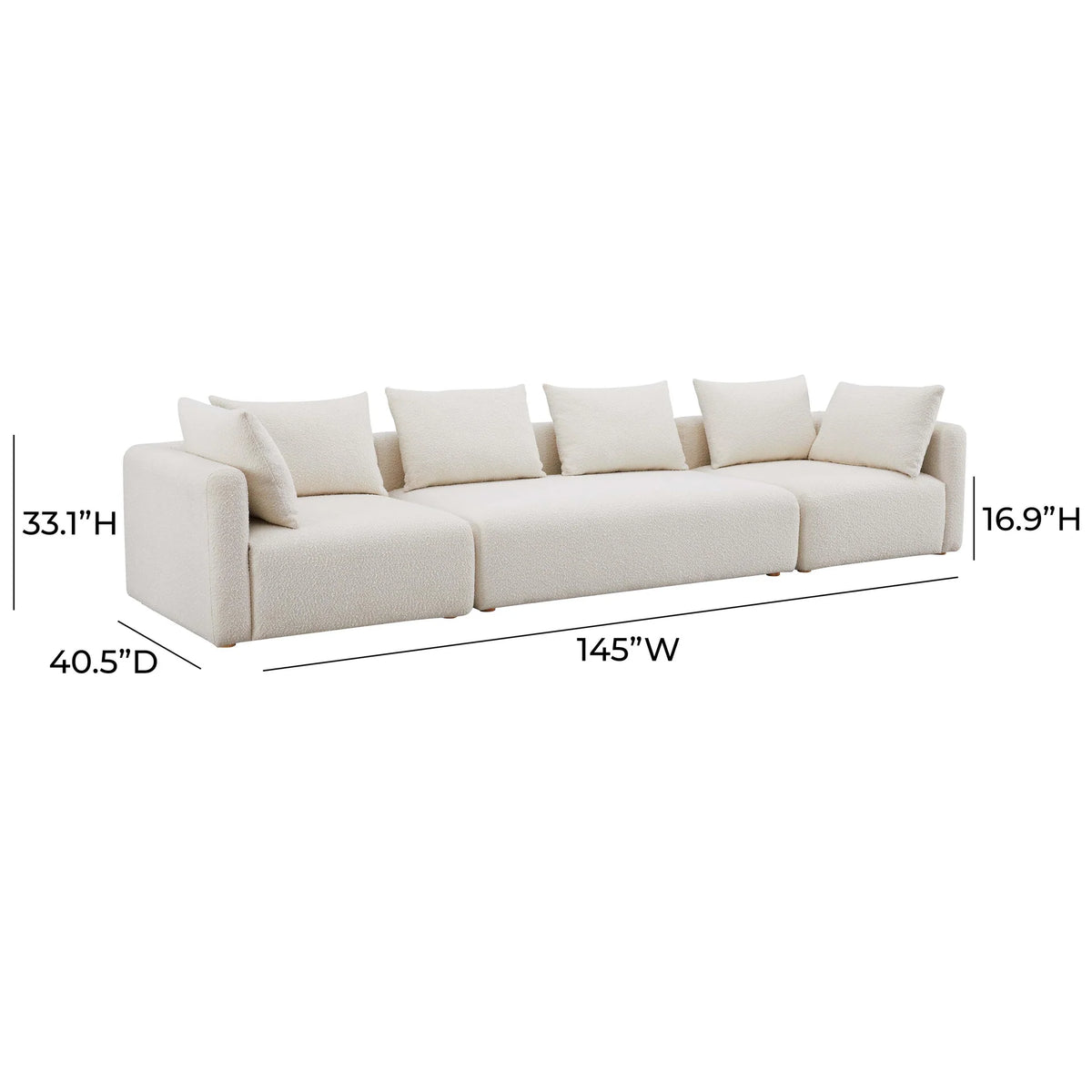 Hangover Cream Boucle 145" Long Sofa | BeBoldFurniture