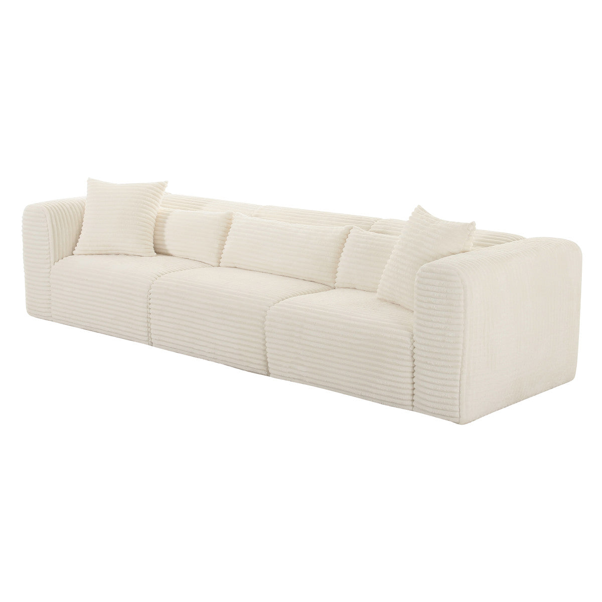 Tarra Fluffy Oversized Cream Corduroy Modular Sofa | BeBoldFurniture