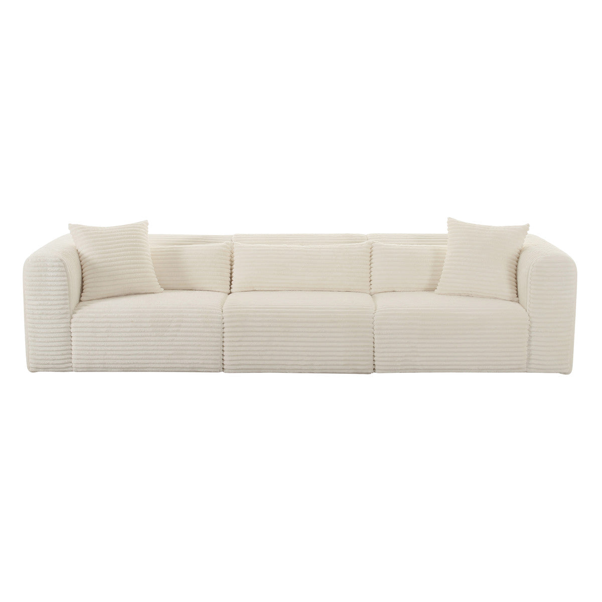 Tarra Fluffy Oversized Cream Corduroy Modular Sofa | BeBoldFurniture