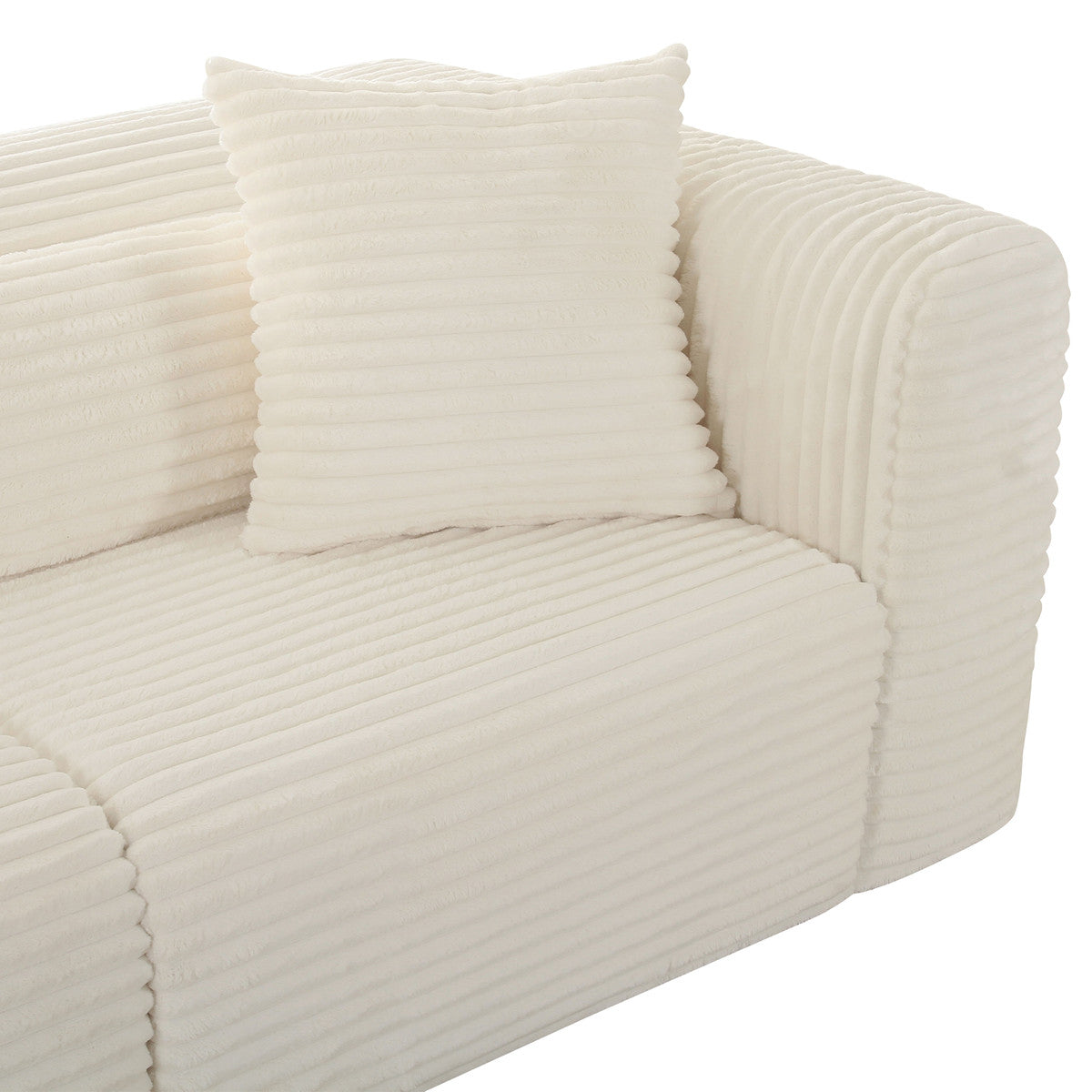 Tarra Fluffy Oversized Cream Corduroy Modular Sofa | BeBoldFurniture