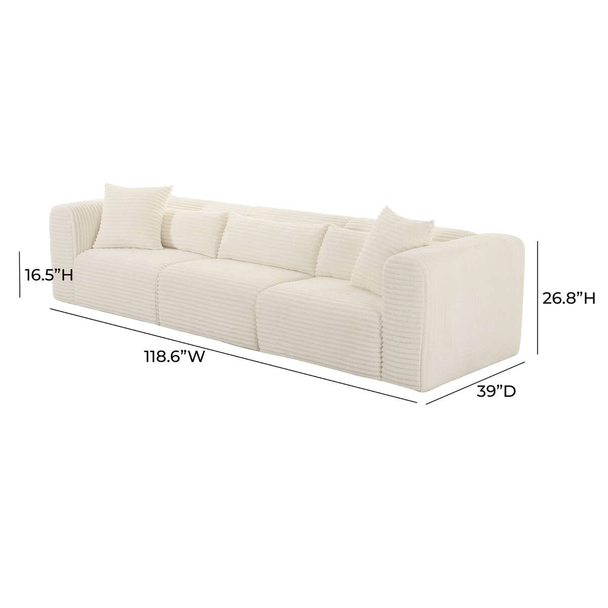 Tarra Fluffy Oversized Cream Corduroy Modular Sofa | BeBoldFurniture