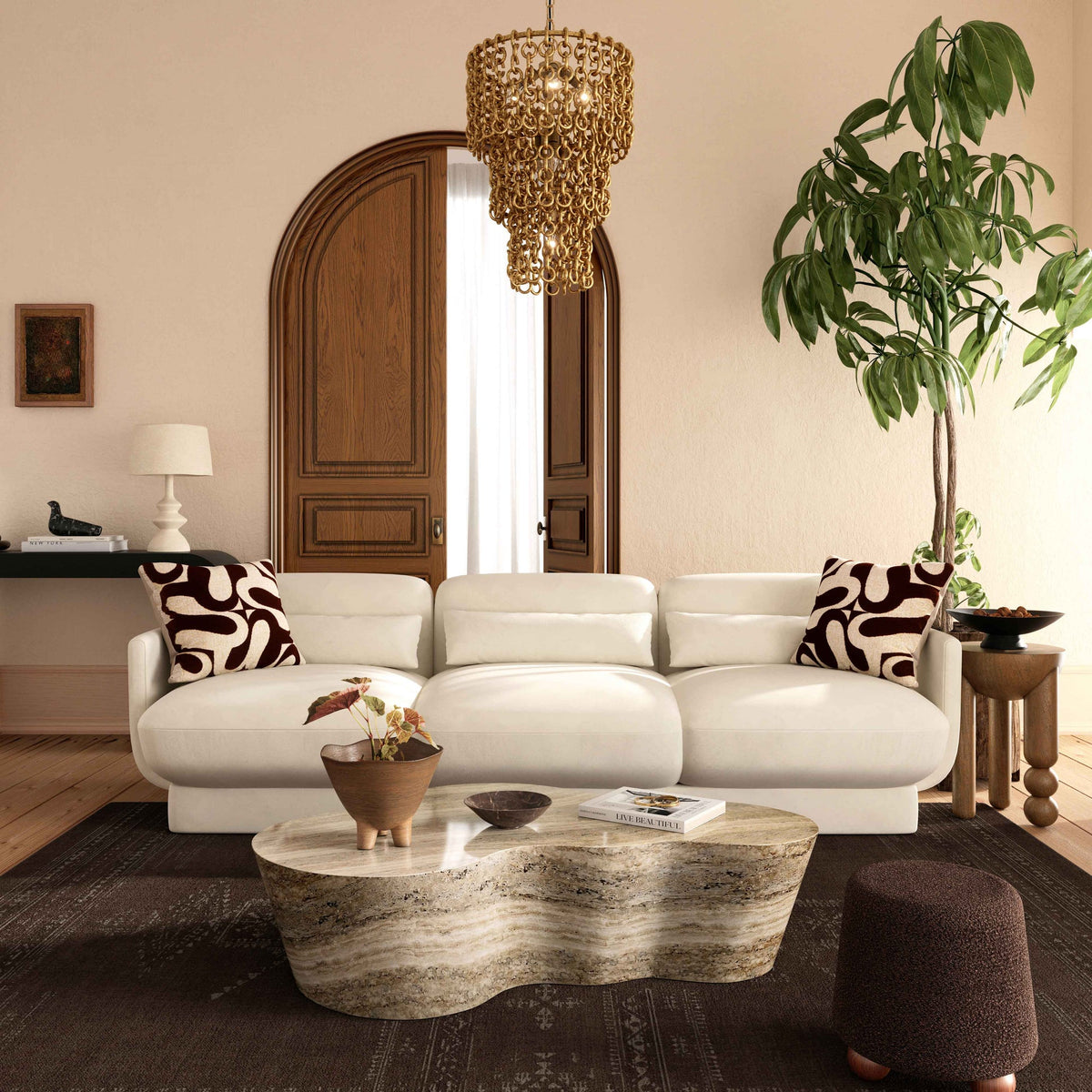 Azalea Cream Velvet Sofa | BeBoldFurniture