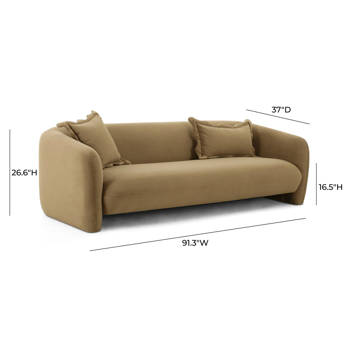 Lou Cafe Au Lait Performance Velvet Sofa | BeBoldFurniture