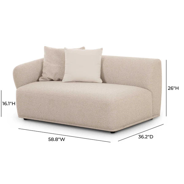 Sylvie Cream Boucle Left Arm Chair 2-Seater | BeBoldFurniture