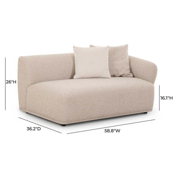 Sylvie Cream Boucle Right Arm Chair 2-Seater | BeBoldFurniture