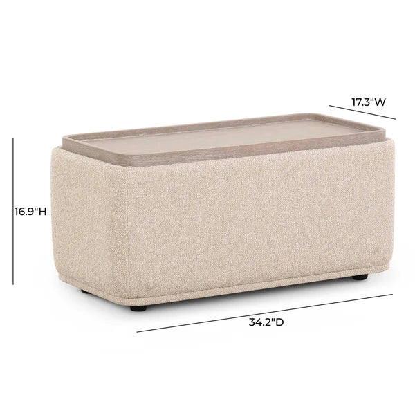 Sylvie Cream Boucle Ottoman Table | BeBoldFurniture
