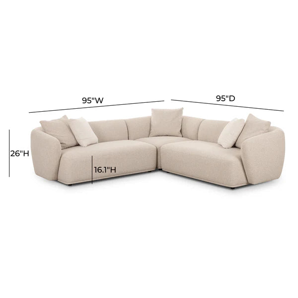 Sylvie Cream Boucle 3-Piece Sectional | BeBoldFurniture