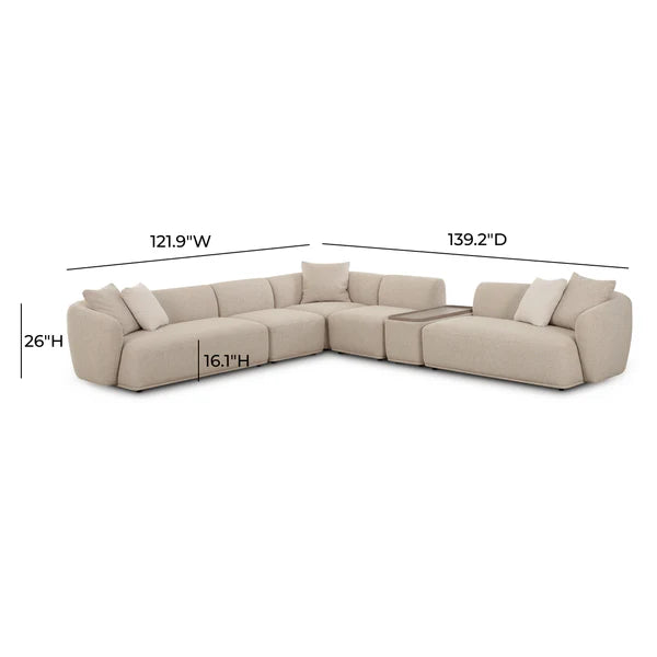 Sylvie Cream Boucle 6-Piece Large Sectional | BeBoldFurniture
