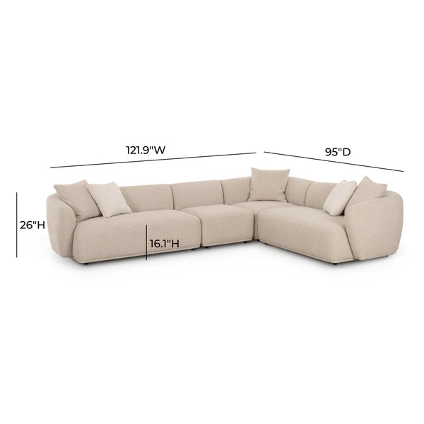 Sylvie Cream Boucle 4-Piece Sectional | BeBoldFurniture
