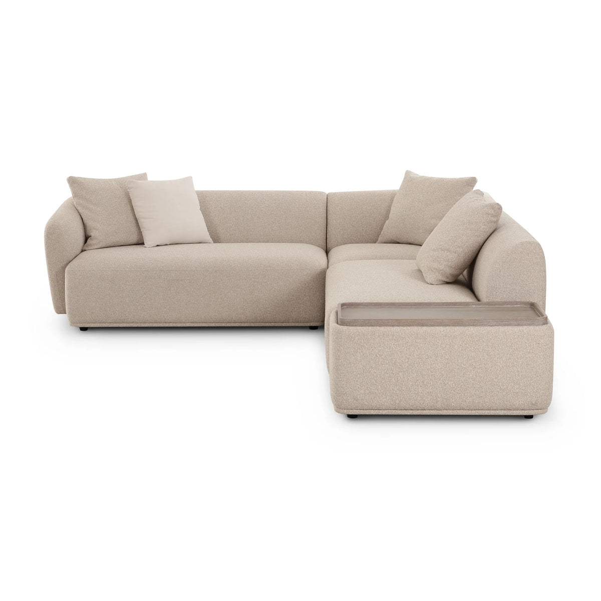 Sylvie Cream Boucle 4-Piece Right Chaise Sectional | BeBoldFurniture