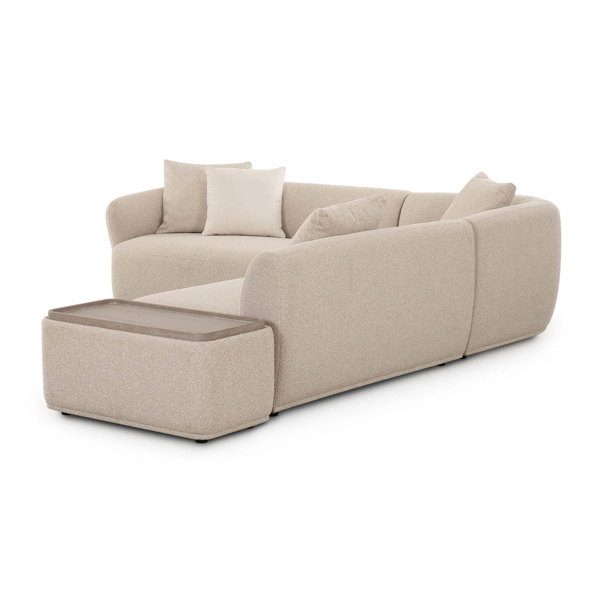 Sylvie Cream Boucle 4-Piece Right Chaise Sectional | BeBoldFurniture