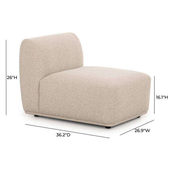 Sylvie Cream Boucle Armless 1-Seater | BeBoldFurniture