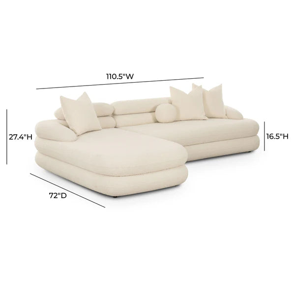 Lulu Cream Boucle Modular LAF Sectional | BeBoldFurniture