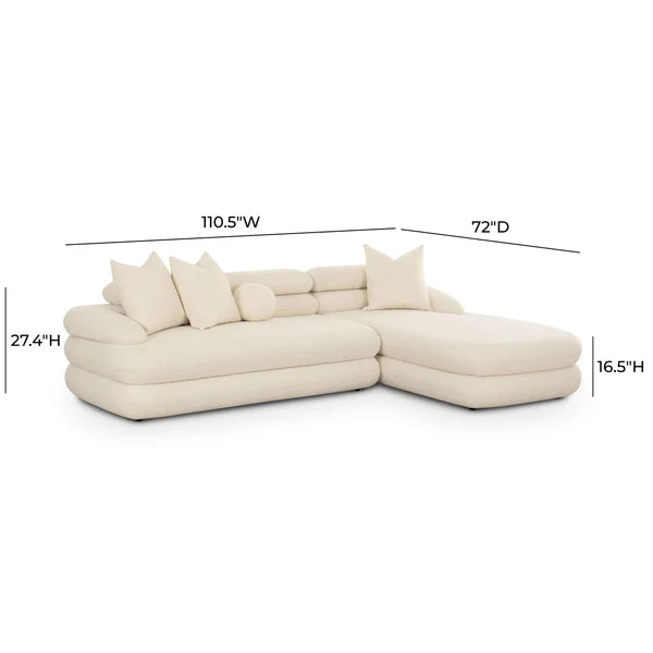 Lulu Cream Boucle Modular RAF Sectional | BeBoldFurniture