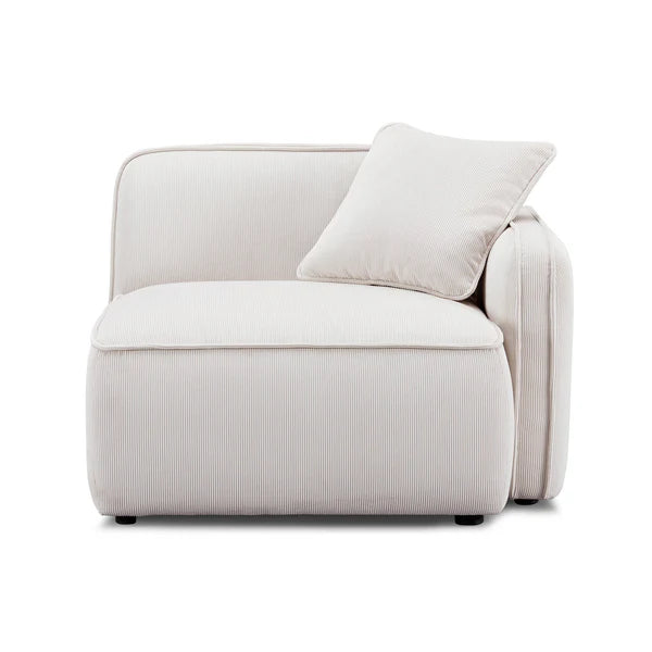 Travie White Sand Performance Corduroy Velvet RAF Corner Chair | BeBoldFurniture