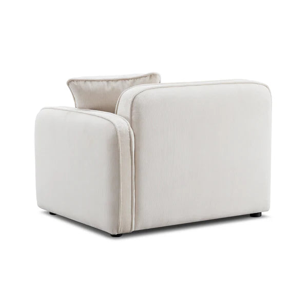 Travie White Sand Performance Corduroy Velvet RAF Corner Chair | BeBoldFurniture