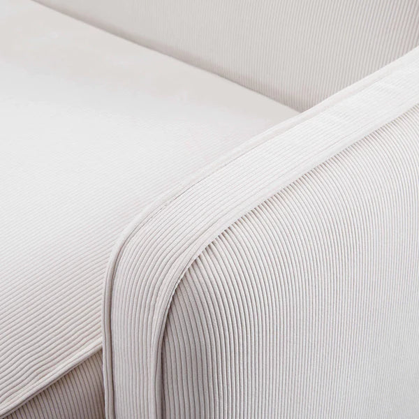 Travie White Sand Performance Corduroy Velvet RAF Corner Chair | BeBoldFurniture