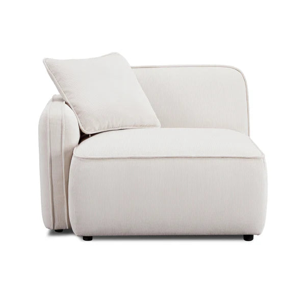 Travie White Sand Performance Corduroy Velvet LAF Corner Chair | BeBoldFurniture