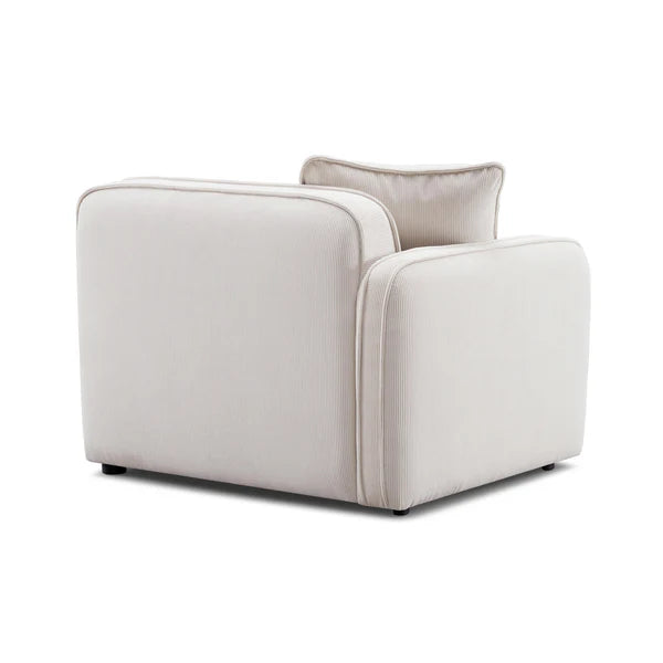 Travie White Sand Performance Corduroy Velvet LAF Corner Chair | BeBoldFurniture
