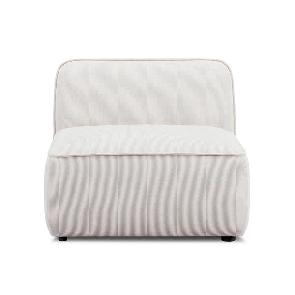 Travie White Sand Performance Corduroy Velvet Armless Chair | BeBoldFurniture