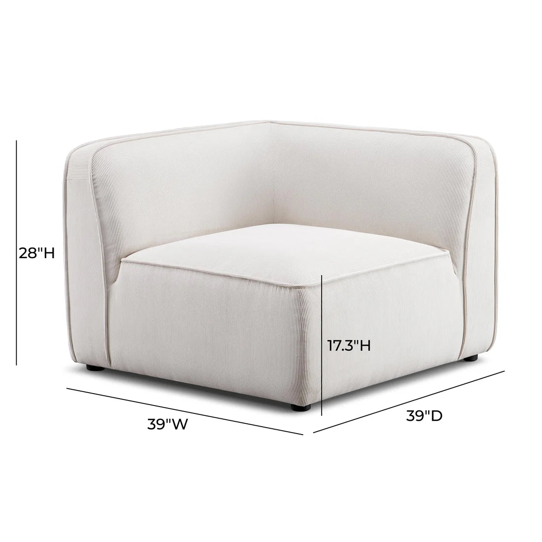 Travie White Sand Performance Corduroy Velvet Corner Chair | BeBoldFurniture