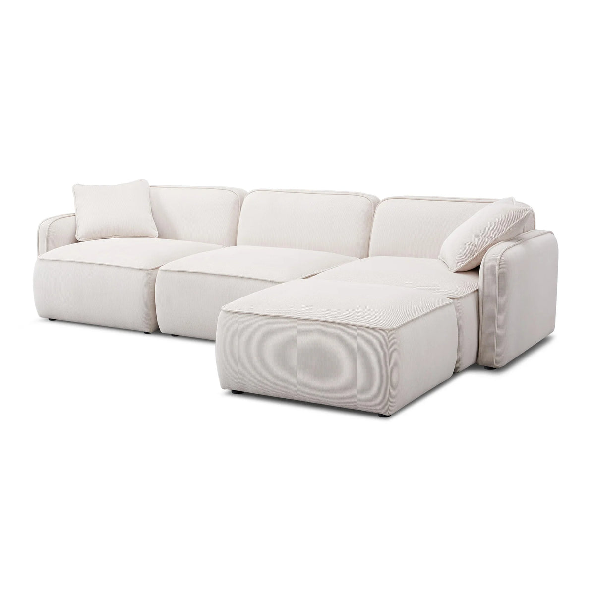 Travie White Sand Performance Corduroy Velvet 4-Piece Modular Sectional | BeBoldFurniture