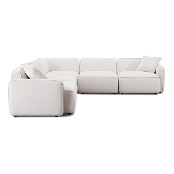 Travie White Sand Performance Corduroy Velvet Modular L-Sectional | BeBoldFurniture