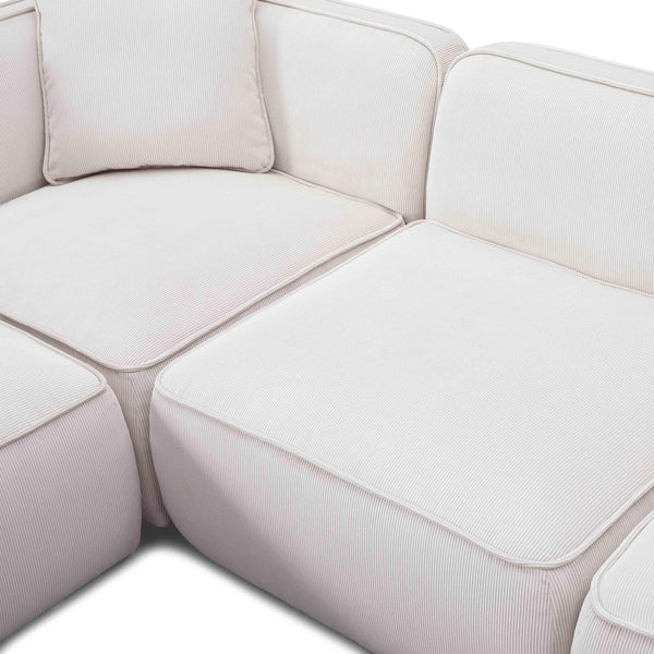 Travie White Sand Performance Corduroy Velvet Modular L-Sectional | BeBoldFurniture