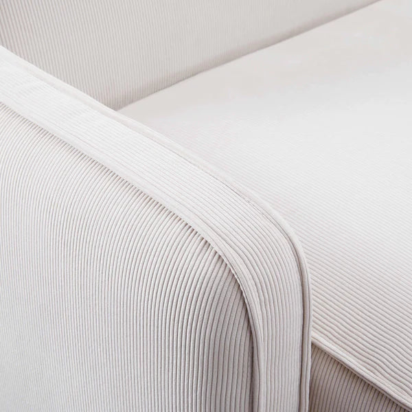 Travie White Sand Performance Corduroy Velvet 6-Piece Modular U-Sectional | BeBoldFurniture