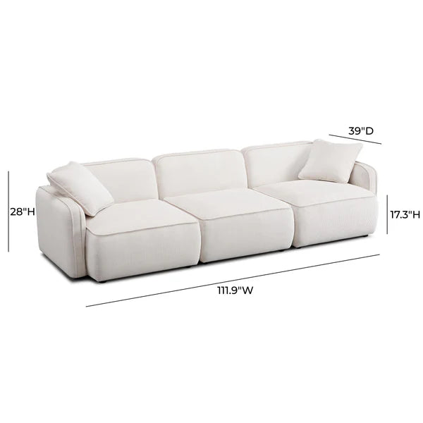 Travie White Sand Performance Corduroy Velvet Modular Sofa | BeBoldFurniture