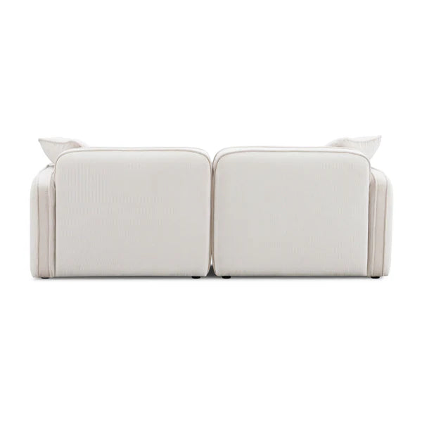 Travie White Sand Performance Corduroy Velvet Modular Loveseat | BeBoldFurniture