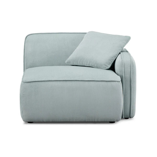 Travie Light Green Performance Corduroy Velvet RAF Corner Chair | BeBoldFurniture