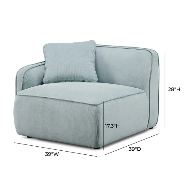 Travie Light Green Performance Corduroy Velvet LAF Corner Chair | BeBoldFurniture