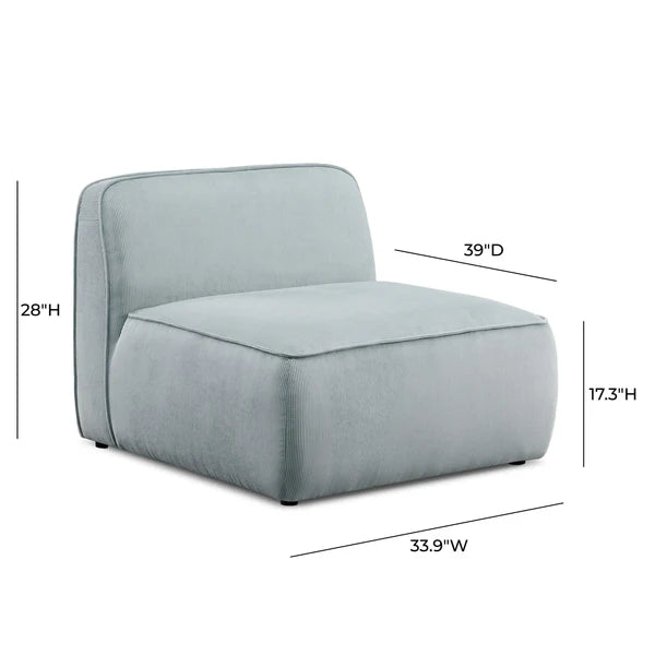 Travie Light Green Performance Corduroy Velvet Armless Chair | BeBoldFurniture