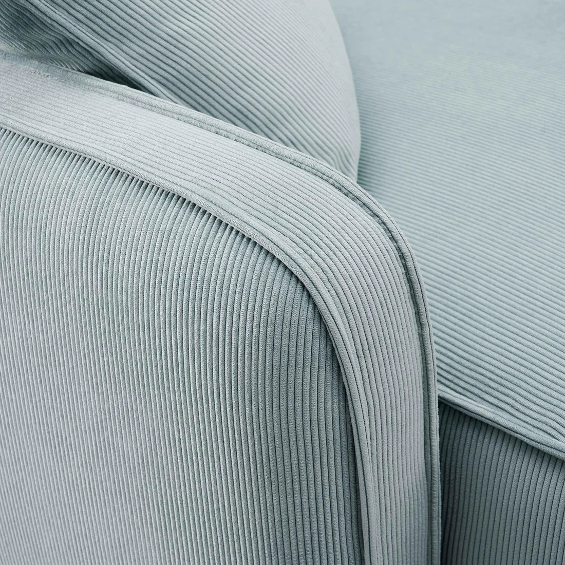 Travie Light Green Performance Corduroy Velvet Corner Chair | BeBoldFurniture