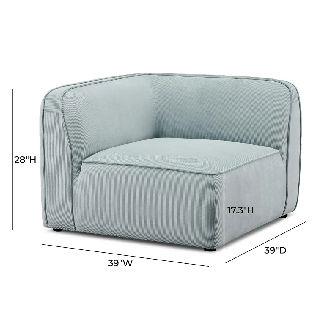 Travie Light Green Performance Corduroy Velvet Corner Chair | BeBoldFurniture