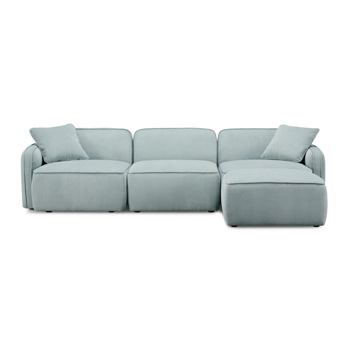 Travie Light Green Performance Corduroy Velvet 4-Piece Modular Sectional | BeBoldFurniture