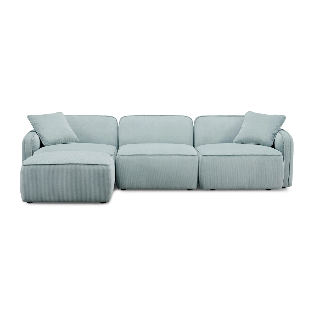 Travie Light Green Performance Corduroy Velvet 4-Piece Modular Sectional | BeBoldFurniture