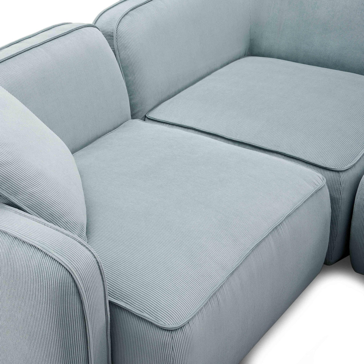 Travie Light Green Performance Corduroy Velvet 4-Piece Modular Sectional | BeBoldFurniture