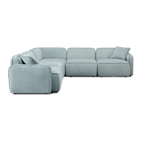 Travie Light Green Performance Corduroy Velvet Modular L-Sectional | BeBoldFurniture