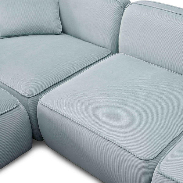 Travie Light Green Performance Corduroy Velvet 6-Piece Modular U-Sectional | BeBoldFurniture